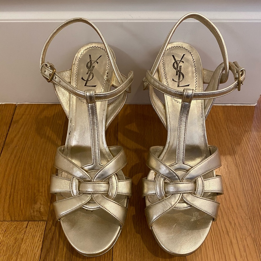 Yves Saint Laurent Gold Heels
